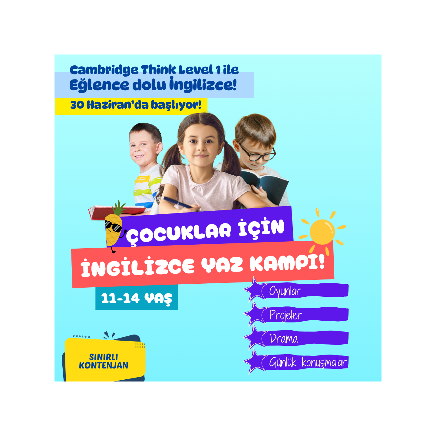 2025 Yaz Genel İngilizce Çocuk Grubu Dersi (10-14 Yaş)