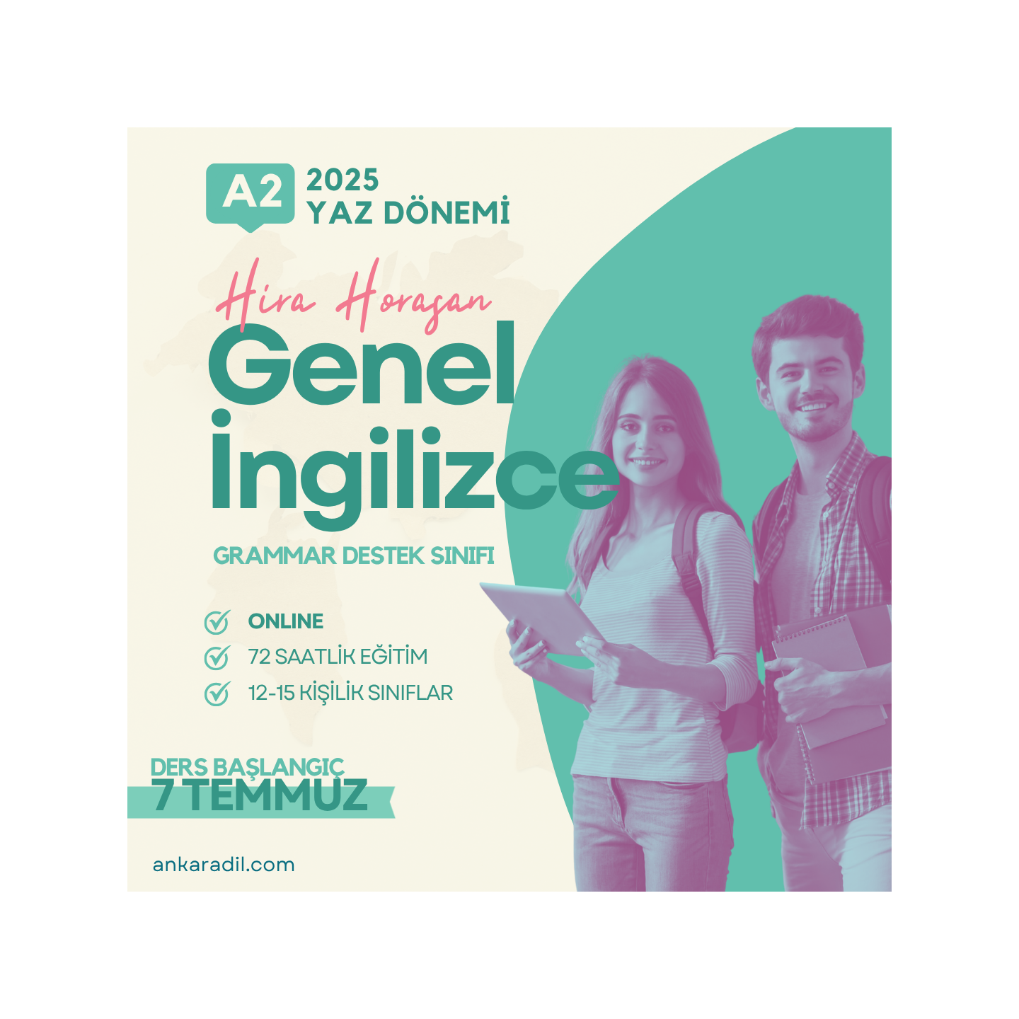 2025 Yaz A2 Seviye Genel İngilizce Dersi